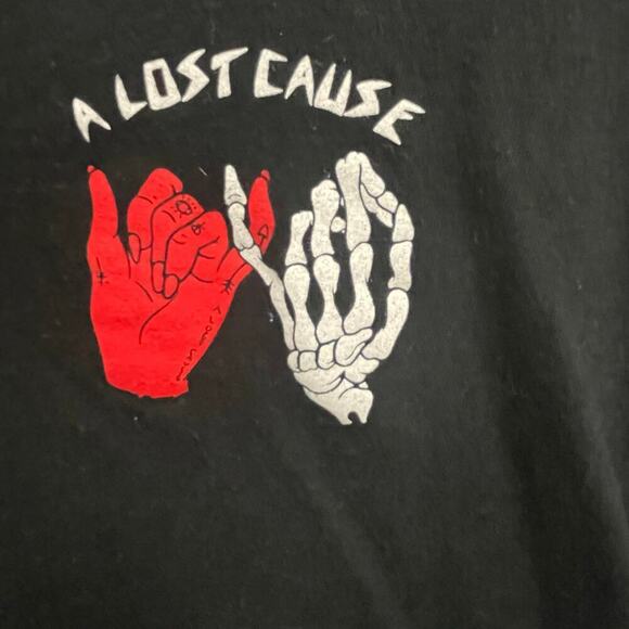 A Lost Cause Mens Medium Black Graphic Tee Pinky Swear If You Dare - Picture 4 of 4